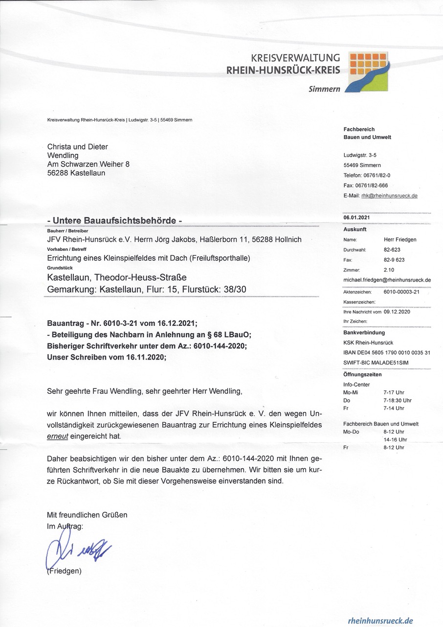 Bauantrag wieder eingereicht